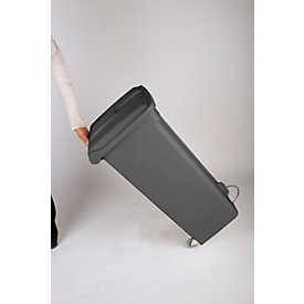 Collecteur de déchets à pédale en polyéthylène 90 L, gris