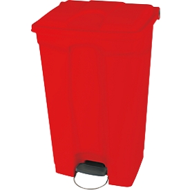 Collecteur de déchets à pédale en polyéthylène 90 L, rouge