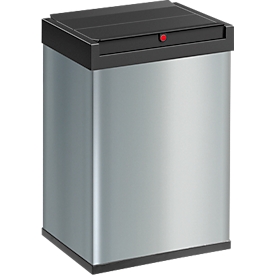 Collecteur de déchets Big-Box Swing L Hailo, 35 L, rectangulaire, couvercle basculant, tôle d'acier, argent