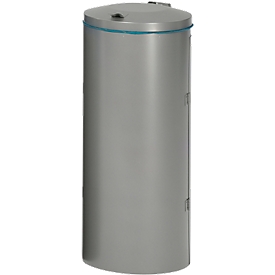 Collecteur de déchets double battant compacte VAR, pour sacs poubelle de 120 l, avec poignée et couvercle, ignifuge, argenté