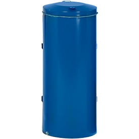 Collecteur de déchets double battant compacte VAR, pour sacs poubelle de 120 l, avec poignée et couvercle, ignifuge, bleu gentiane