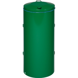 Collecteur de déchets double battant compacte VAR, pour sacs poubelle de 120 l, avec poignée et couvercle, ignifuge, vert émeraude