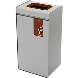 Collecteur de déchets Durable DURASORT®, capacité 55 l, pour déchets organiques, anneau d'insertion de couleur et pictogramme, seau intérieur, acier et plastique, gris-brun
