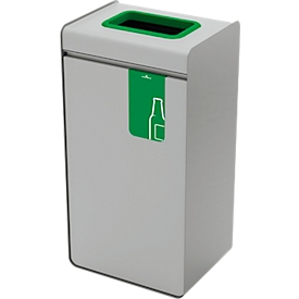 Collecteur de déchets Durable DURASORT®, capacité 55 l, pour le verre, anneau d'insertion coloré et pictogramme, seau intérieur, acier et plastique, vert-gris
