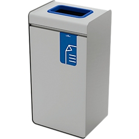 Collecteur de déchets Durable DURASORT®, capacité 55 l, pour papier, anneau d'insertion coloré et pictogramme, seau intérieur, acier et plastique, bleu-gris