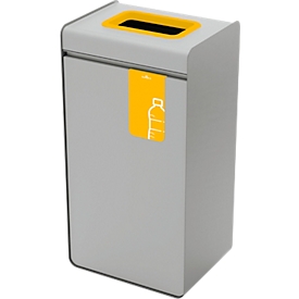 Collecteur de déchets Durable DURASORT®, capacité 55 l, pour plastique, anneau d'insertion coloré et pictogramme, seau intérieur, acier et plastique, jaune-gris