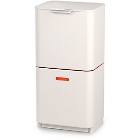 Collecteur de déchets Intelligent Waste Totem, rectangulaire, compartiment + tiroir, 60 L, avec couvercle, inox, blanc gris