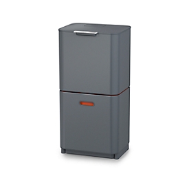 Collecteur de déchets Intelligent Waste Totem, rectangulaire, compartiment + tiroir, 60 L, avec couvercle, inox, graphite
