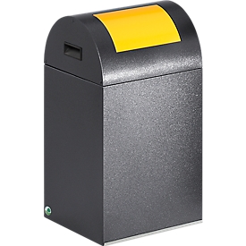 Collecteur de déchets recyclables autoextinguible 40R, gris antique/jaune