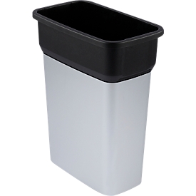 Collecteur de déchets Rotho GEO Medium, pour l'intérieur, volume 55 l, sans couvercle, avec poignée, L 290 x l 490 x H 610 mm, plastique avec finition métallique