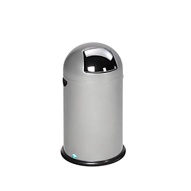 Collecteur de déchets VAR, 22 L, seau intérieur en acier, poignée métallique, argent