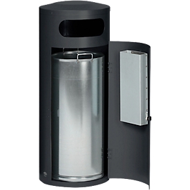 Collecteur de déchets VAR KS 70, rond, volume 70 l, avec cendrier intérieur, verrouillable, autoextinguible, avec seau intérieur, tôle d'acier, anthracite