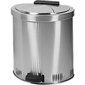 Collecteur, inox, couvercle à auto-fermeture et pédale, volume 35 L