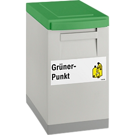 Collecteur modulaire WSB pour tri sélectif, 15 lites, 200 x 300 x 350 mm, bac gris et couvercle vert