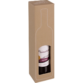 ColomPac SAWP wine carton, for 1 bottle, L 93 x W 93 x H 374 mm, corrugated cardboard, kraft brown, 10 pieces
