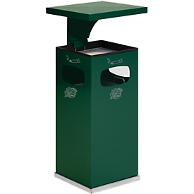 Combi-asbak B32, met dak, incl. binnenwerk, groen