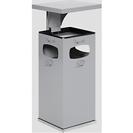 Combi-asbak B32, met dak, incl. binnenwerk, zilver