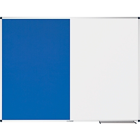 Combibord Legamaster UNITE, prikbord &amp; whiteboard, B 1200 x D 12,6 x H 900 mm, markeerplateau, gelakt staal &amp; vilt, wit &amp; blauw
