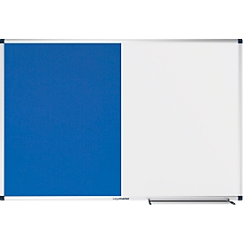 Combibord Legamaster UNITE, prikbord & whiteboard, B 900 x D 12,6 x H 600 mm, markeerplateau, gelakt staal & vilt, wit & blauw