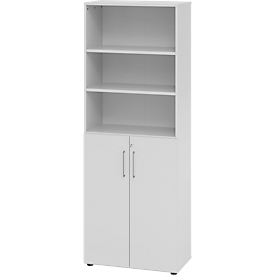 Combinatiekast Breno, 6OH, kast en legbord, afsluitbaar, B 800 x D 420 x H 2156 mm, spaanplaat, lichtgrijs/lichtgrijs