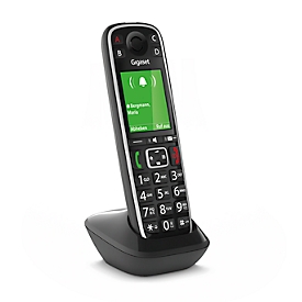 Combiné universel Gigaset E720HX, analogique et Bluetooth, élargit les bases téléphoniques et les routeurs DECT/GAP, Répertoire téléphonique, écran couleur 2.2", portée jusqu'à 50/300 m, autonomie en conversation jusqu'à 14 h avec socle de charge, noir