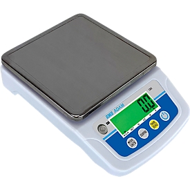 Compacte weegschaal Adam CBX 3001, weegbereik 0,5 g-3 kg, draagbaar, USB, LC-display, netvoeding/batterij, B 155 x D 255 x H 60 mm, ABS/roestvrij staal, grijs
