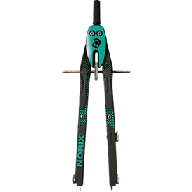 Compas Staedtler NORIX, diamètre du cercle de tracé 350 mm, longueur 170 mm, étui à couvercle rabattable avec petit pot à mines, métal, vert français