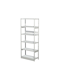 Complete shelf system PROGRESS 500 T, base unit, without rear wall, H 1900 x W 750 x D 340 mm