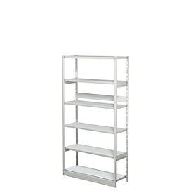 Complete shelving system PROGRESS 500 T, base unit, without rear wall, H 1900 x W 950 x D 3400 mm
