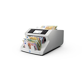 Compteuse de billets Safescan 2485-SC, jusqu'à 1000 billets/min, détection automatique des devises, détection des faux billets à 8 niveaux, L 320 x P 250 x H 180 mm, gris clair