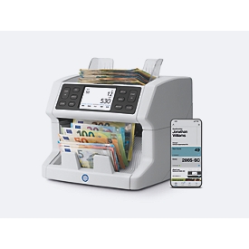 Compteuse de billets Safescan 2865-SC, jusqu'à 1200 billets/min, reconnaissance automatique des devises, écran tactile, L 259 x P 254 x H 255 mm, gris clair