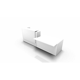 Comptoir Spezia, auget, à gauche, l. 3060 x P 1125 x H 1130 mm, blanc/blanc