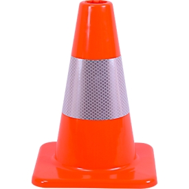 Cône de signalisation, réfléchissant, H 300 x L 220 mm, PVC, orange