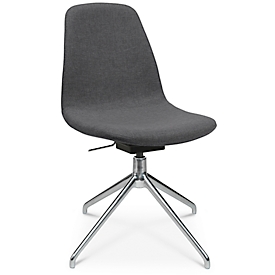 Conference chair Topstar Sitness Life 1.1, swivel/seat height adjustable, without armrests, W 460 x D 390 x H 450-480 mm, 4-leg base, polished aluminum &amp; fabric, anthr.