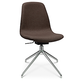 Conferentiestoel Topstar Sitness Life 1.1, draaibaar/zitting in hoogte verstelbaar, zonder armleuningen, B 460 x D 390 x H 450-480 mm, 4-poots onderstel, gepolijst aluminium &amp; stof, d.bruin