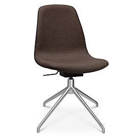 Conferentiestoel Topstar Sitness Life 1.1, draaibaar/zitting in hoogte verstelbaar, zonder armleuningen, B 460 x D 390 x H 450-480 mm, 4-poots onderstel, mat aluminium &amp; stof, d.bruin