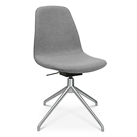 Conferentiestoel Topstar Sitness Life 1.1, draaibaar/zitting in hoogte verstelbaar, zonder armleuningen, B 460 x D 390 x H 450-480 mm, 4-poots onderstel, mat aluminium &amp; stof, h.grijs