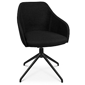 Conferentiestoel Topstar Sitness Life 2.1, draaibaar/zitting in hoogte verstelbaar, armleuningen, B 350-480 x D 460 x H 460-490 mm, 4-poots onderstel, aluminium zwart mat &amp; stof, zwart