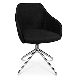 Conferentiestoel Topstar Sitness Life 2.1, draaibaar/zitting in hoogte verstelbaar, armleuningen, B 350-480 x D 460 x H 460-490 mm, 4-poots onderstel, gepolijst aluminium &amp; stof, anthr.