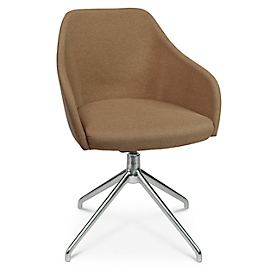 Conferentiestoel Topstar Sitness Life 2.1, draaibaar/zitting in hoogte verstelbaar, armleuningen, B 350-480 x D 460 x H 460-490 mm, 4-poots onderstel, gepolijst aluminium &amp; stof, h.bruin