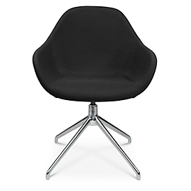 Conferentiestoel Topstar Sitness Life 2.1, draaibaar/zitting in hoogte verstelbaar, armleuningen, B 350-480 x D 460 x H 460-490 mm, 4-poots onderstel, gepolijst aluminium &amp; stof, h.grijs