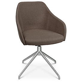 Conferentiestoel Topstar Sitness Life 2.1, draaibaar/zitting in hoogte verstelbaar, armleuningen, B 350-480 x D 460 x H 460-490 mm, 4-poots onderstel, mat aluminium &amp; stof, bruin