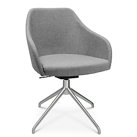 Conferentiestoel Topstar Sitness Life 2.1, draaibaar/zitting in hoogte verstelbaar, armleuningen, B 350-480 x D 460 x H 460-490 mm, 4-poots onderstel, mat aluminium &amp; stof, h.grijs
