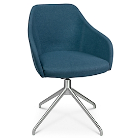 Conferentiestoel Topstar Sitness Life 2.1, draaibaar/zitting in hoogte verstelbaar, armleuningen, B 350-480 x D 460 x H 460-490 mm, 4-poots onderstel, mat aluminium &amp; stof, petrol