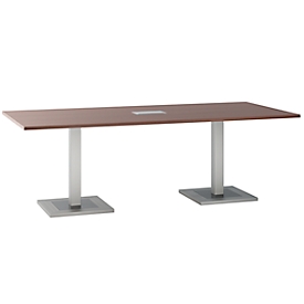 Conferentietafel, met tafelverbindingspaneel, tot 8 personen, rechthoekig, statief, B 2200 x D 1000 x H 720-820 mm, ahorn-brazilië/zilver