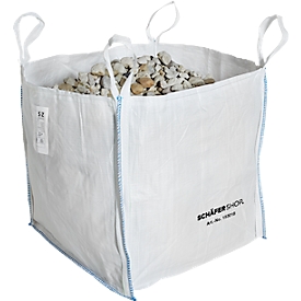 Container bag Big Bag, open top, up to 1.5 t, 4 lifting loops, 1 piece, W 900 x D 900 x H 900 mm, white