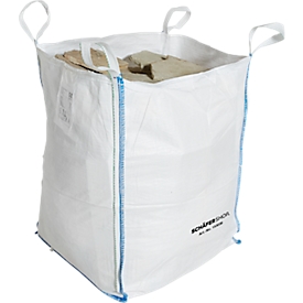 Container bag Schäfer Shop Genius Big Bag, open top, up to 1.5 t, 4 lifting loops, 5 pieces, W 900 x D 900 x H 1200 mm, white