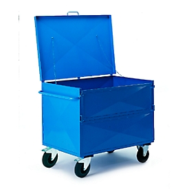 Containerwagen van plaatstaal met deksel, 990 x 680 mm
