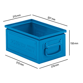 Contenedor apilable serie ST14/6-3, acero, capacidad 9,3 L, ideal para mercancías pesadas, azul