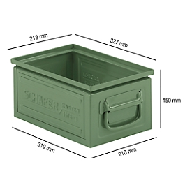 Contenedor apilable serie ST14/6-3, acero, capacidad 9,3 L, ideal para mercancías pesadas, verde